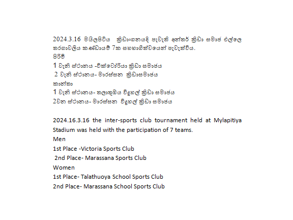 intersports club tournament milapitiya